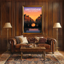 Amsterdam Canal at Sunset Poster PosterGoat