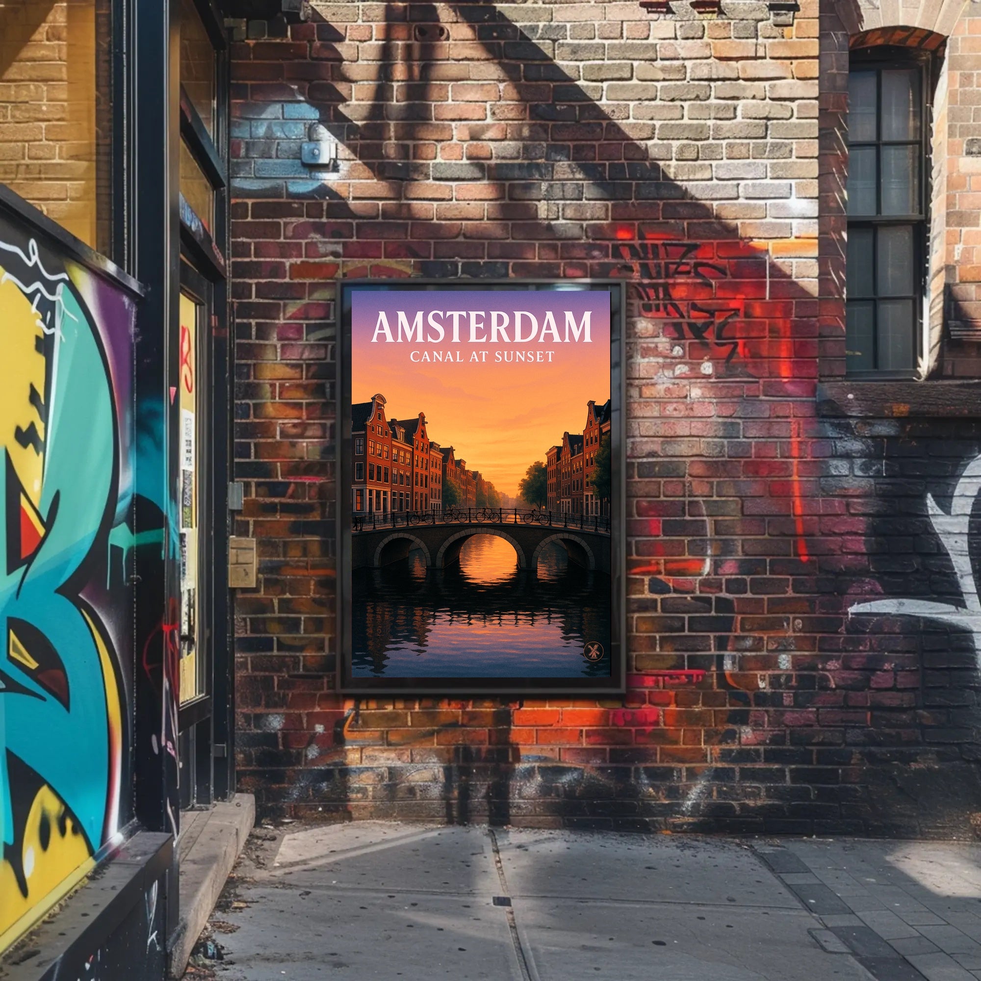 Amsterdam Canal at Sunset Poster PosterGoat