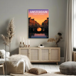 Amsterdam Canal at Sunset Poster PosterGoat