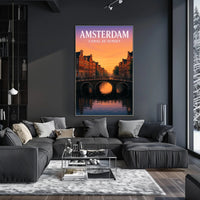 Amsterdam Canal at Sunset Poster PosterGoat