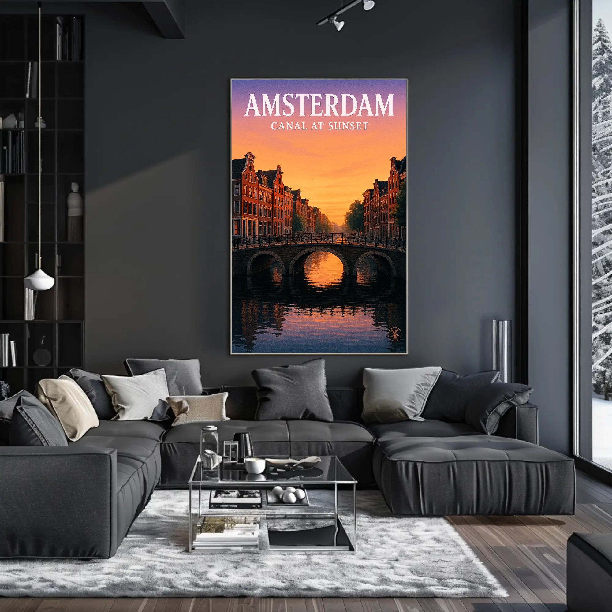 Amsterdam Canal at Sunset Poster PosterGoat
