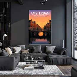 Amsterdam Canal at Sunset Poster PosterGoat