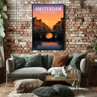 Amsterdam Canal at Sunset Poster PosterGoat