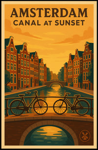 Amsterdam Canal at Sunset Poster PosterGoat