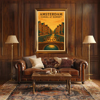 Amsterdam Canal at Sunset Poster PosterGoat