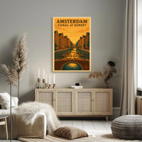Amsterdam Canal at Sunset Poster PosterGoat