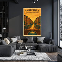 Amsterdam Canal at Sunset Poster PosterGoat