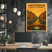Amsterdam Canal at Sunset Poster PosterGoat