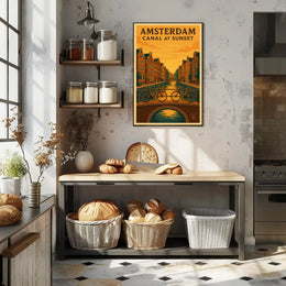 Amsterdam Canal at Sunset Poster PosterGoat