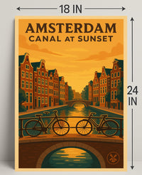 Amsterdam Canal at Sunset Poster PosterGoat