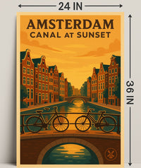 Amsterdam Canal at Sunset Poster PosterGoat