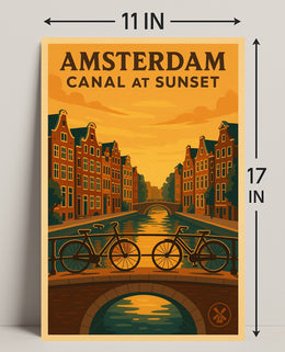 Amsterdam Canal at Sunset Poster PosterGoat