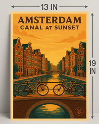Amsterdam Canal at Sunset Poster PosterGoat