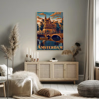Amsterdam Tranquil Canals Vintage Travel Art Poster PosterGoat