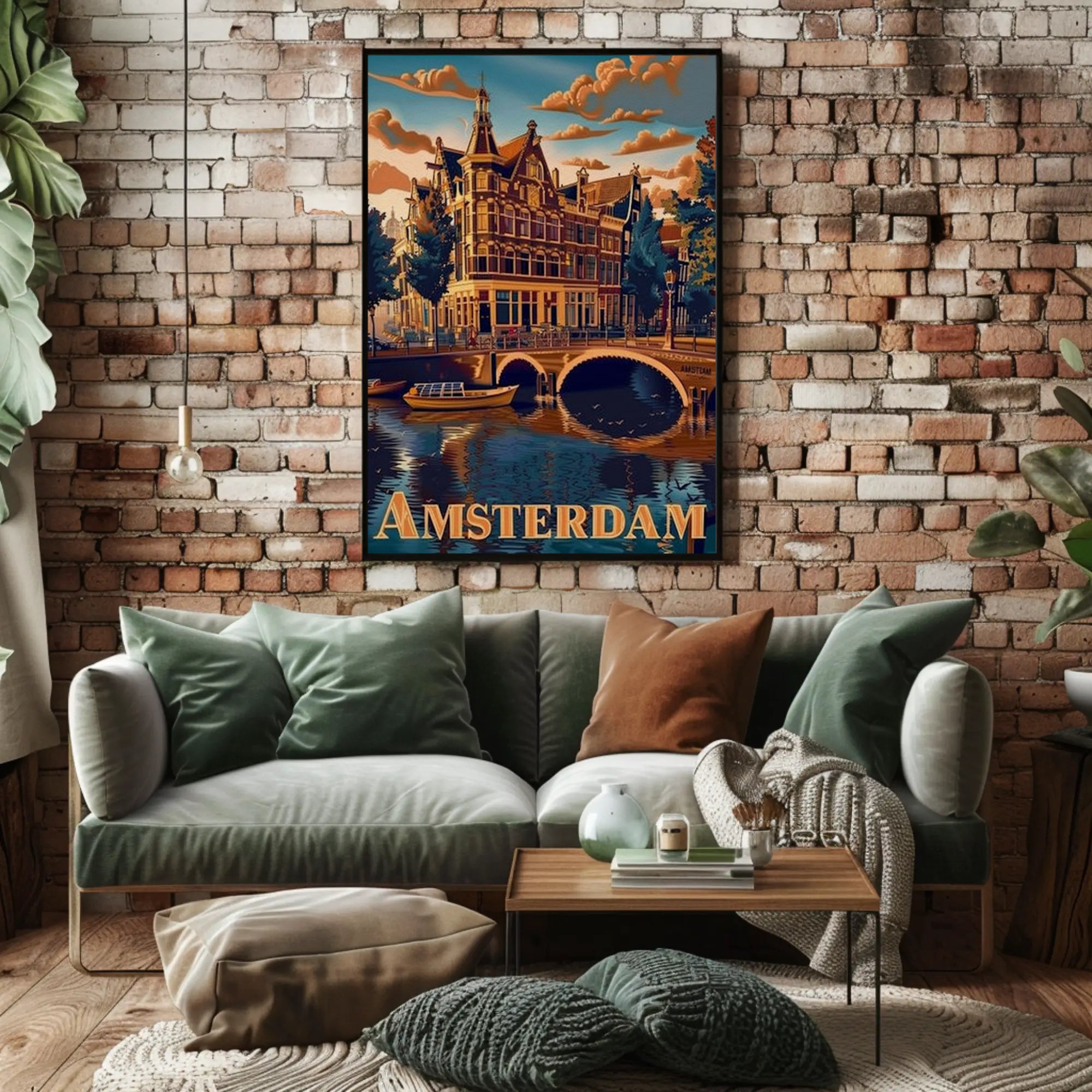 Amsterdam Tranquil Canals Vintage Travel Art Poster PosterGoat