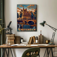 Amsterdam Tranquil Canals Vintage Travel Art Poster PosterGoat