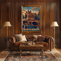 Amsterdam Tranquil Canals Vintage Travel Art Poster PosterGoat