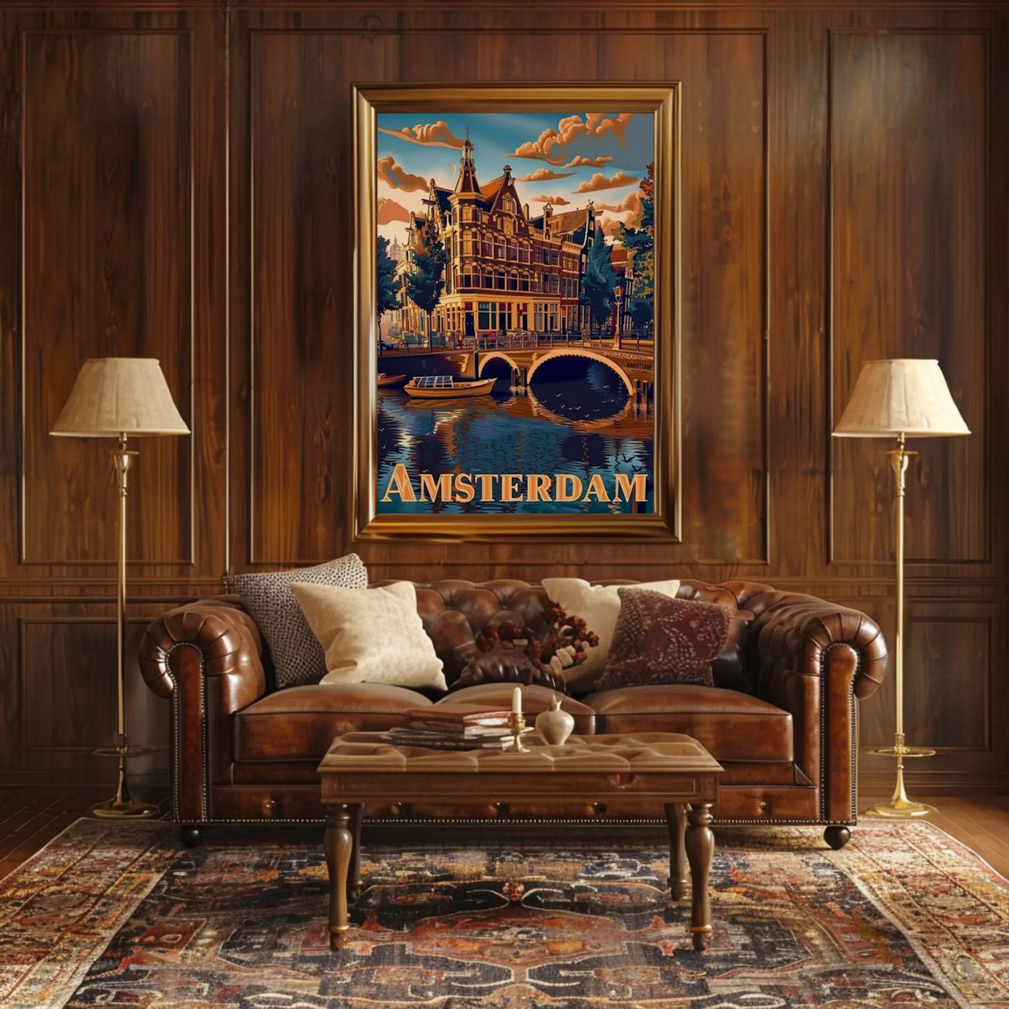 Amsterdam Tranquil Canals Vintage Travel Art Poster PosterGoat