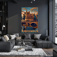 Amsterdam Tranquil Canals Vintage Travel Art Poster PosterGoat