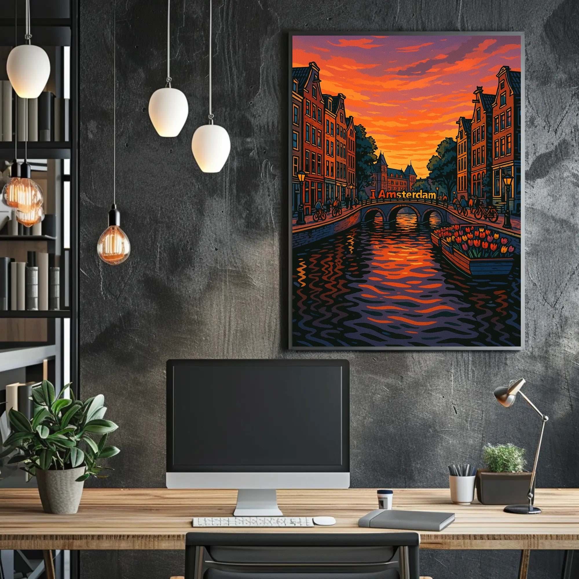 Amsterdam at Sunset Poster PosterGoat