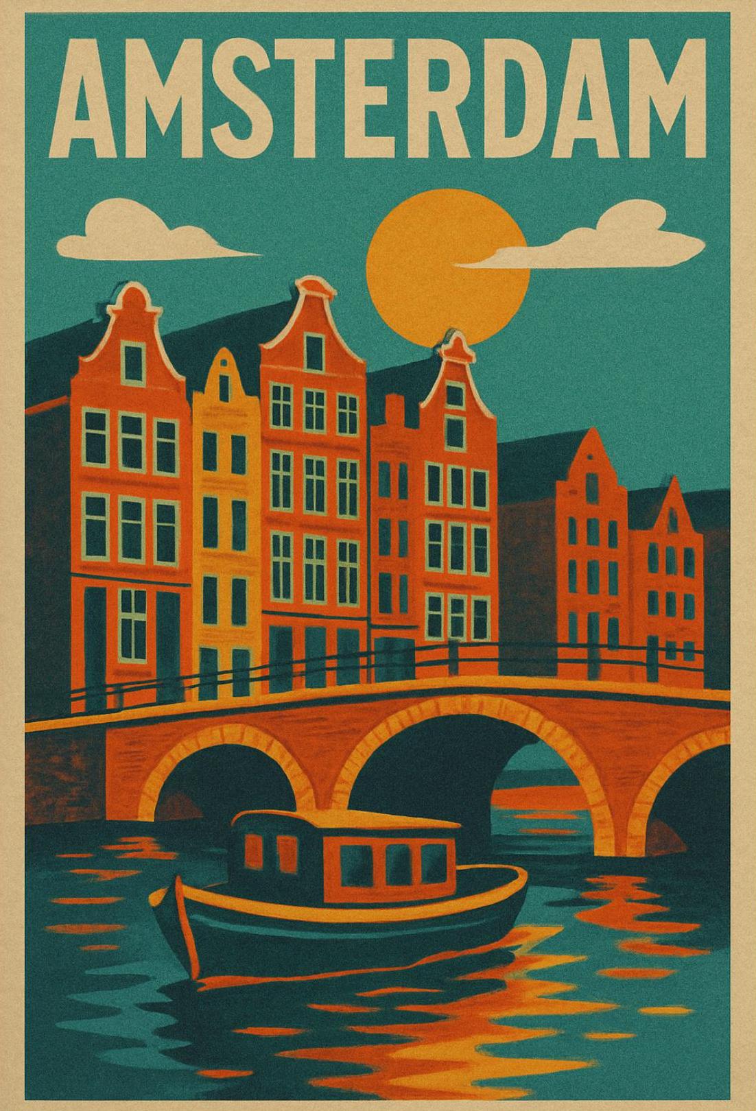 Amsterdam's Charm Captured in Vintage Travel Poster PosterGoat