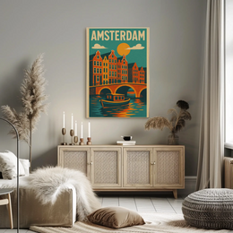 Amsterdam's Charm Captured in Vintage Travel Poster PosterGoat