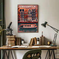Amsterdam's Charming Autumn Canal Scene Travel Poster PosterGoat