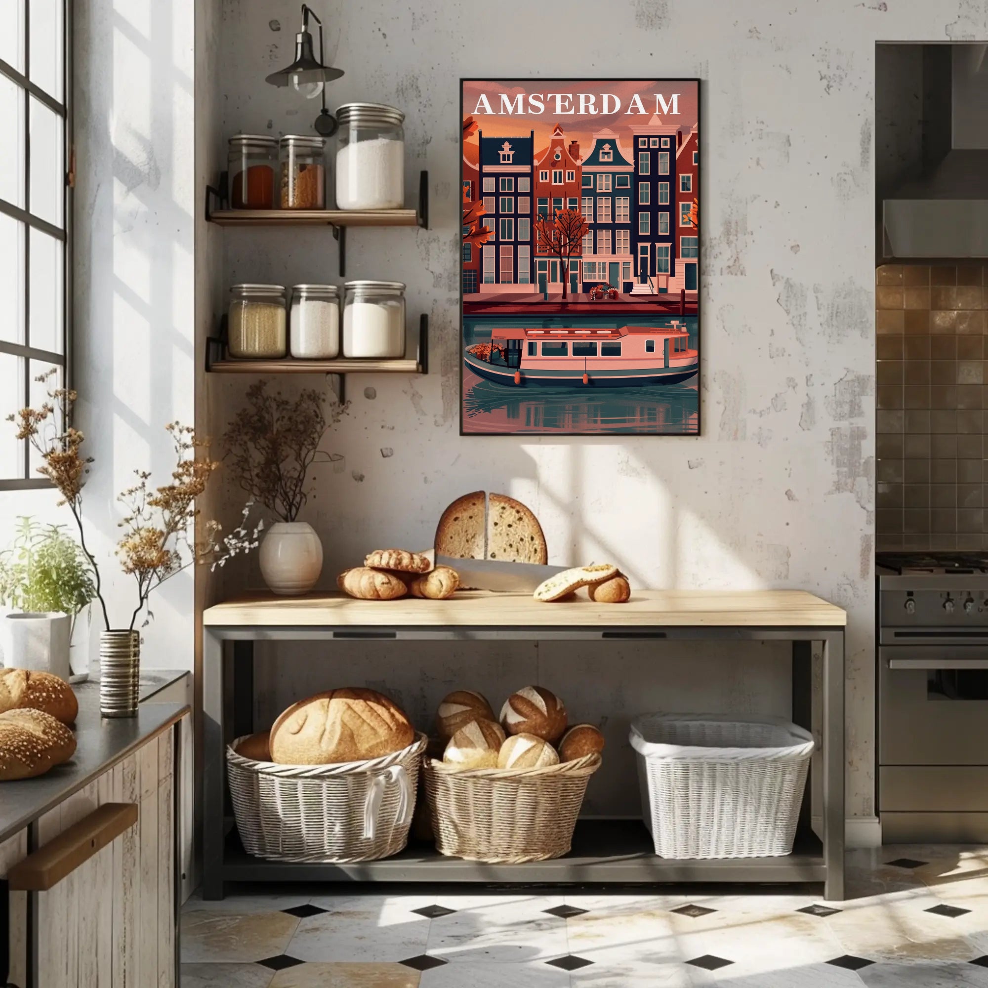 Amsterdam's Charming Autumn Canal Scene Travel Poster PosterGoat