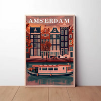 Amsterdam's Charming Autumn Canal Scene Travel Poster PosterGoat