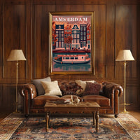 Amsterdam's Charming Autumn Canal Scene Travel Poster PosterGoat
