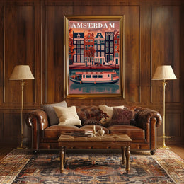 Amsterdam's Charming Autumn Canal Scene Travel Poster PosterGoat