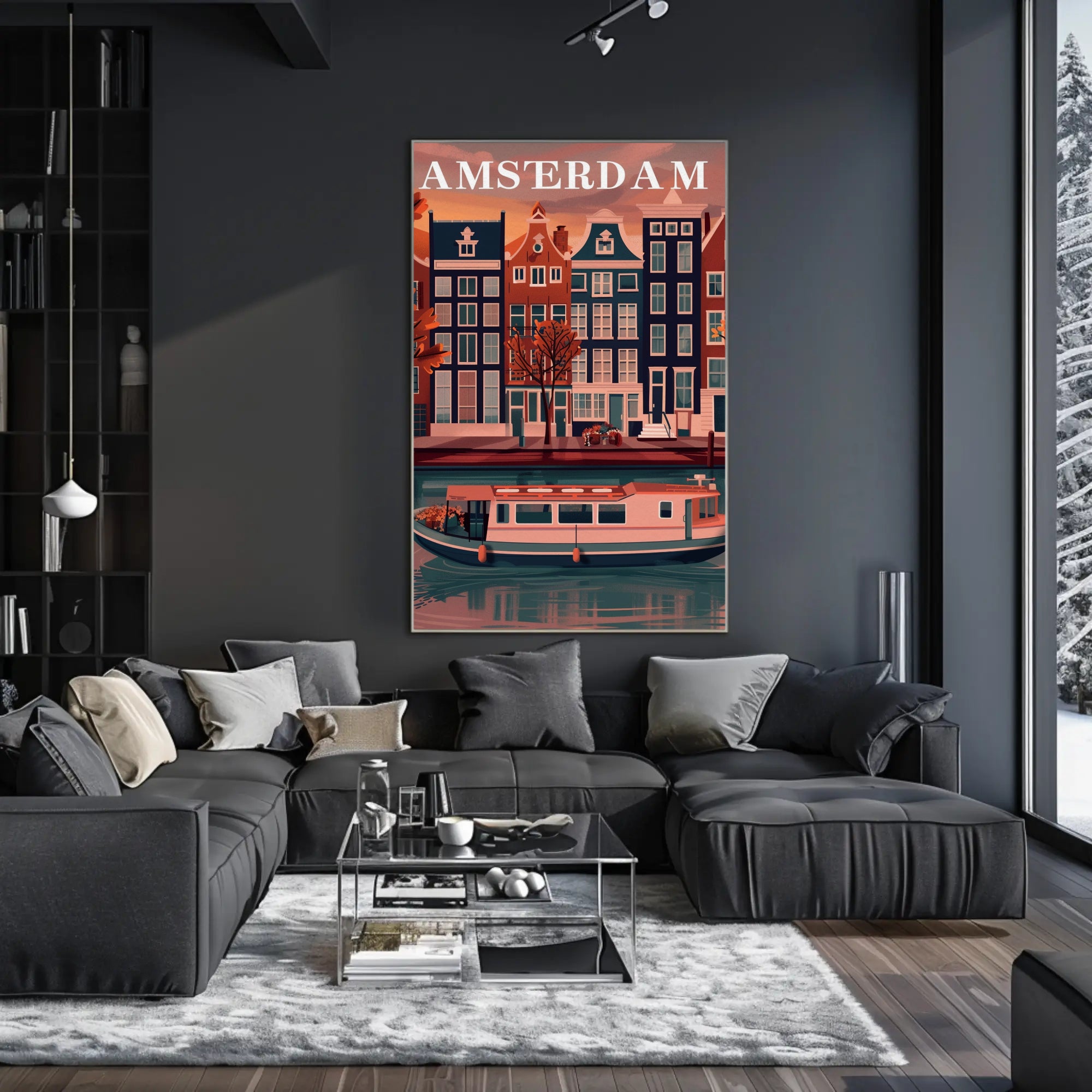 Amsterdam's Charming Autumn Canal Scene Travel Poster PosterGoat
