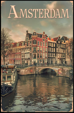 Amsterdam's Historic Canals Vintage Urban or Cityscape Poster PosterGoat