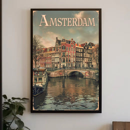 Amsterdam's Historic Canals Vintage Urban or Cityscape Poster PosterGoat