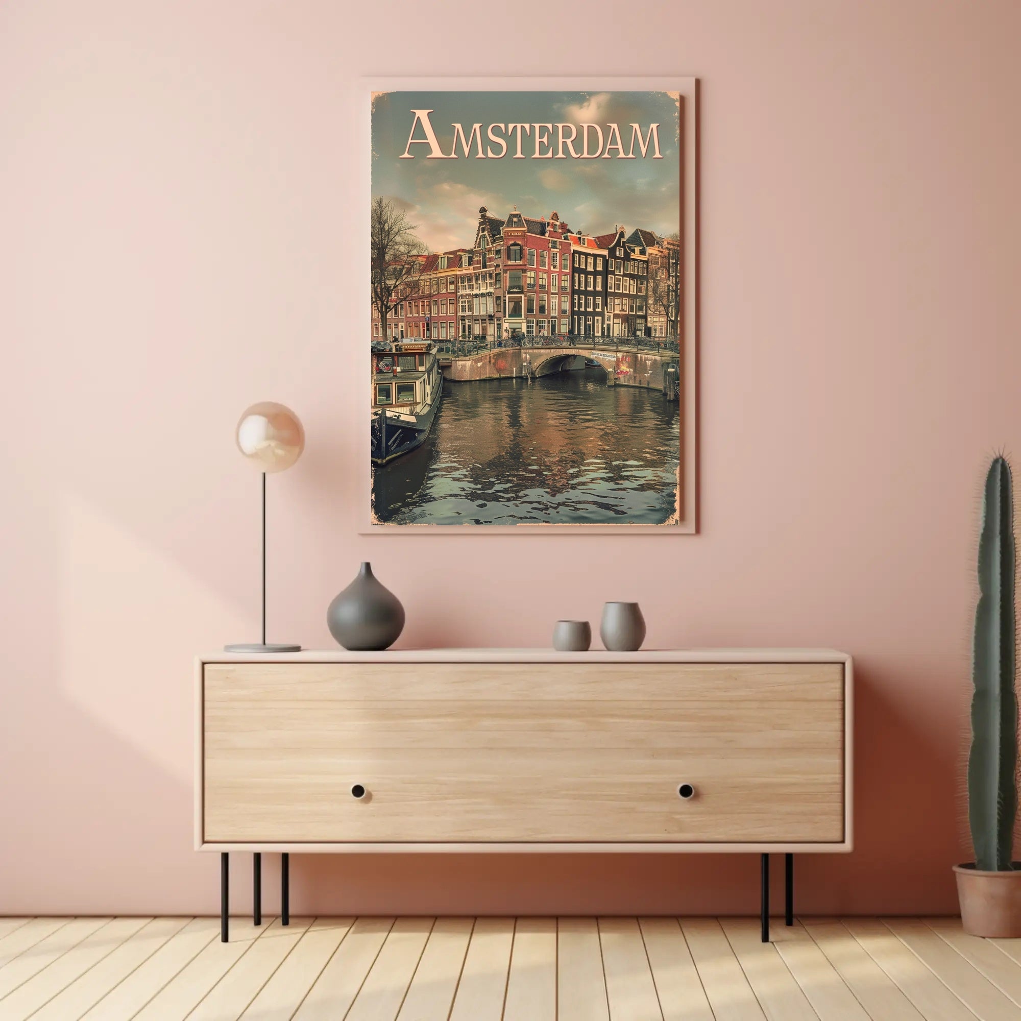 Amsterdam's Historic Canals Vintage Urban or Cityscape Poster PosterGoat