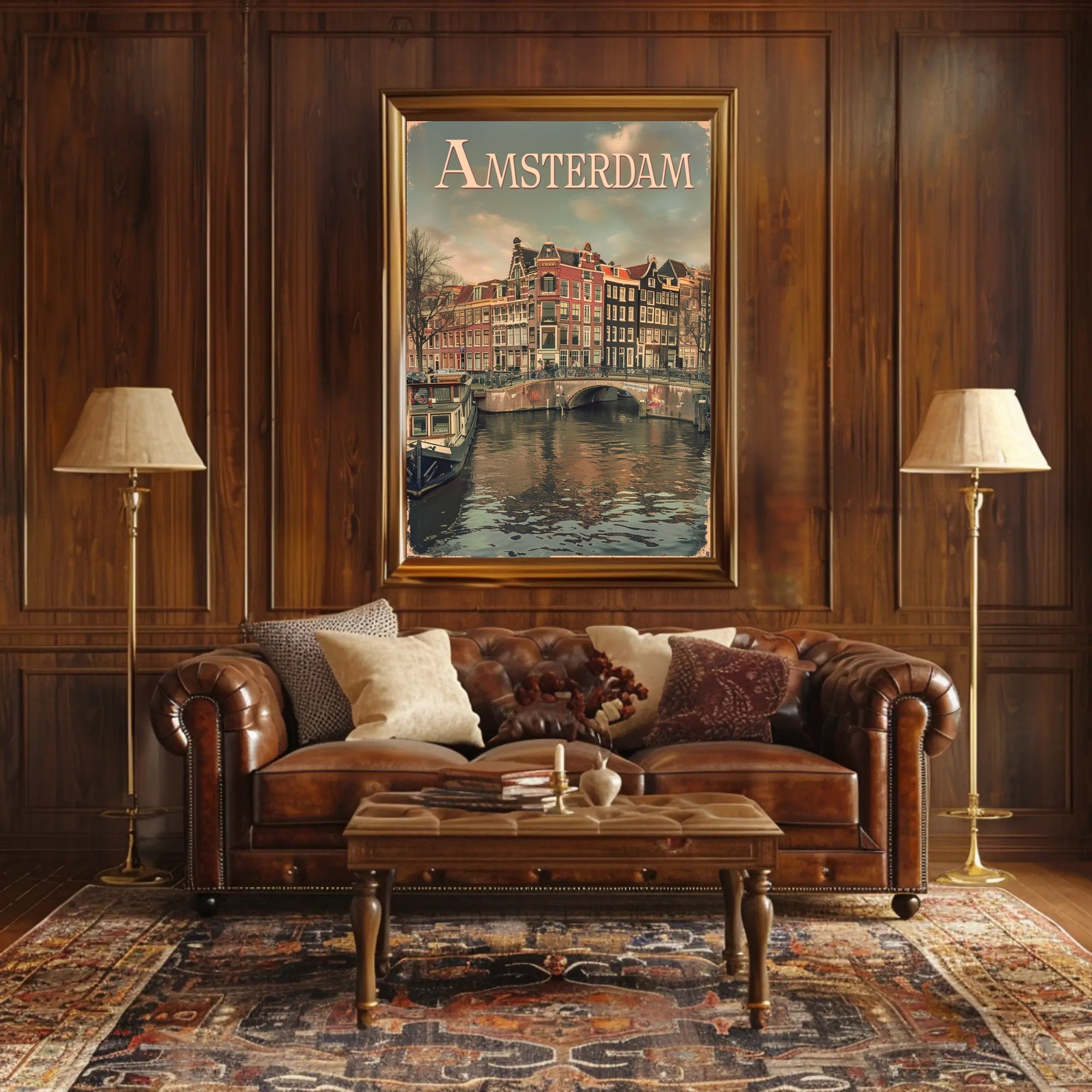 Amsterdam's Historic Canals Vintage Urban or Cityscape Poster PosterGoat