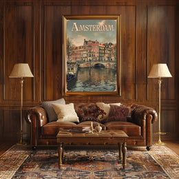 Amsterdam's Historic Canals Vintage Urban or Cityscape Poster PosterGoat