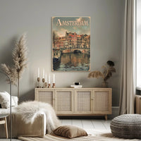 Amsterdam's Historic Canals Vintage Urban or Cityscape Poster PosterGoat
