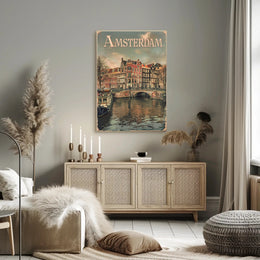 Amsterdam's Historic Canals Vintage Urban or Cityscape Poster PosterGoat