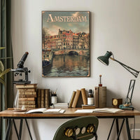 Amsterdam's Historic Canals Vintage Urban or Cityscape Poster PosterGoat