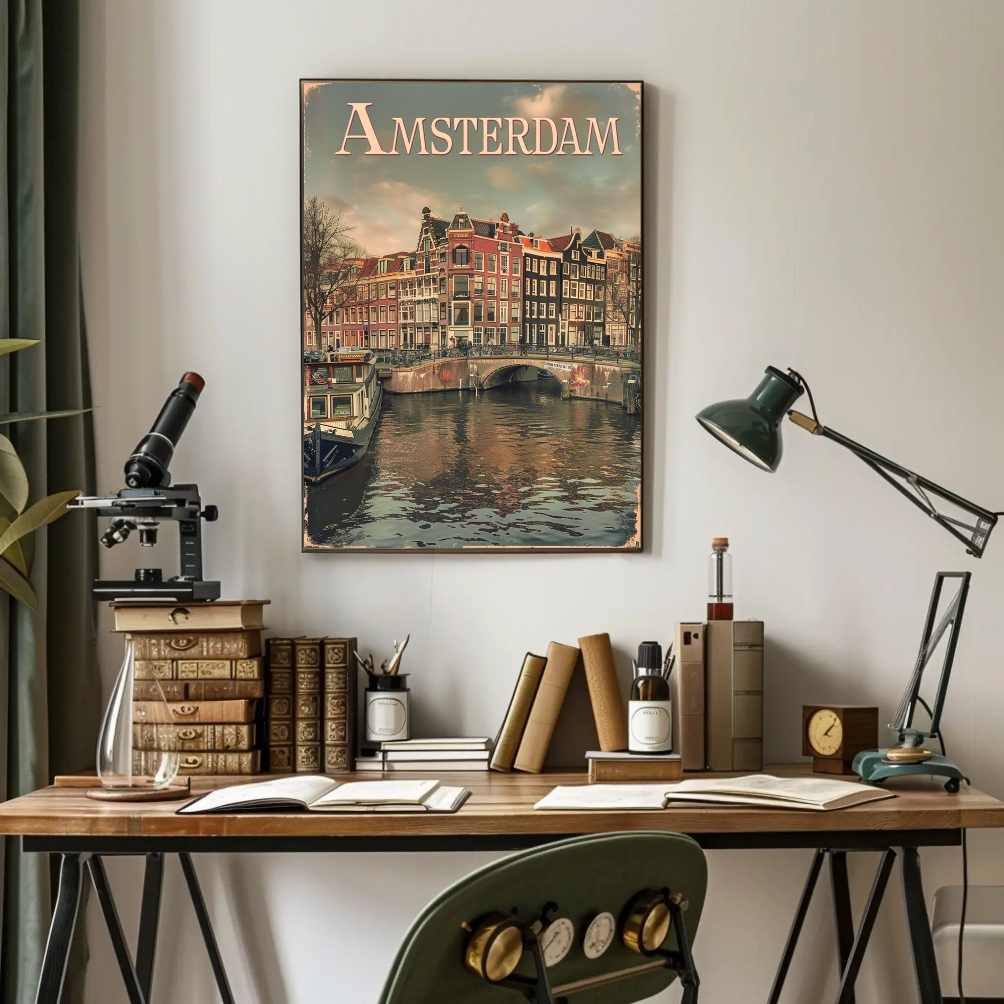 Amsterdam's Historic Canals Vintage Urban or Cityscape Poster PosterGoat