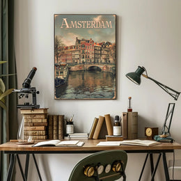 Amsterdam's Historic Canals Vintage Urban or Cityscape Poster PosterGoat