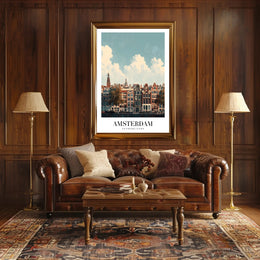 Amsterdam's Iconic Canal View Urban or Cityscape Poster PosterGoat