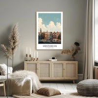 Amsterdam's Iconic Canal View Urban or Cityscape Poster PosterGoat