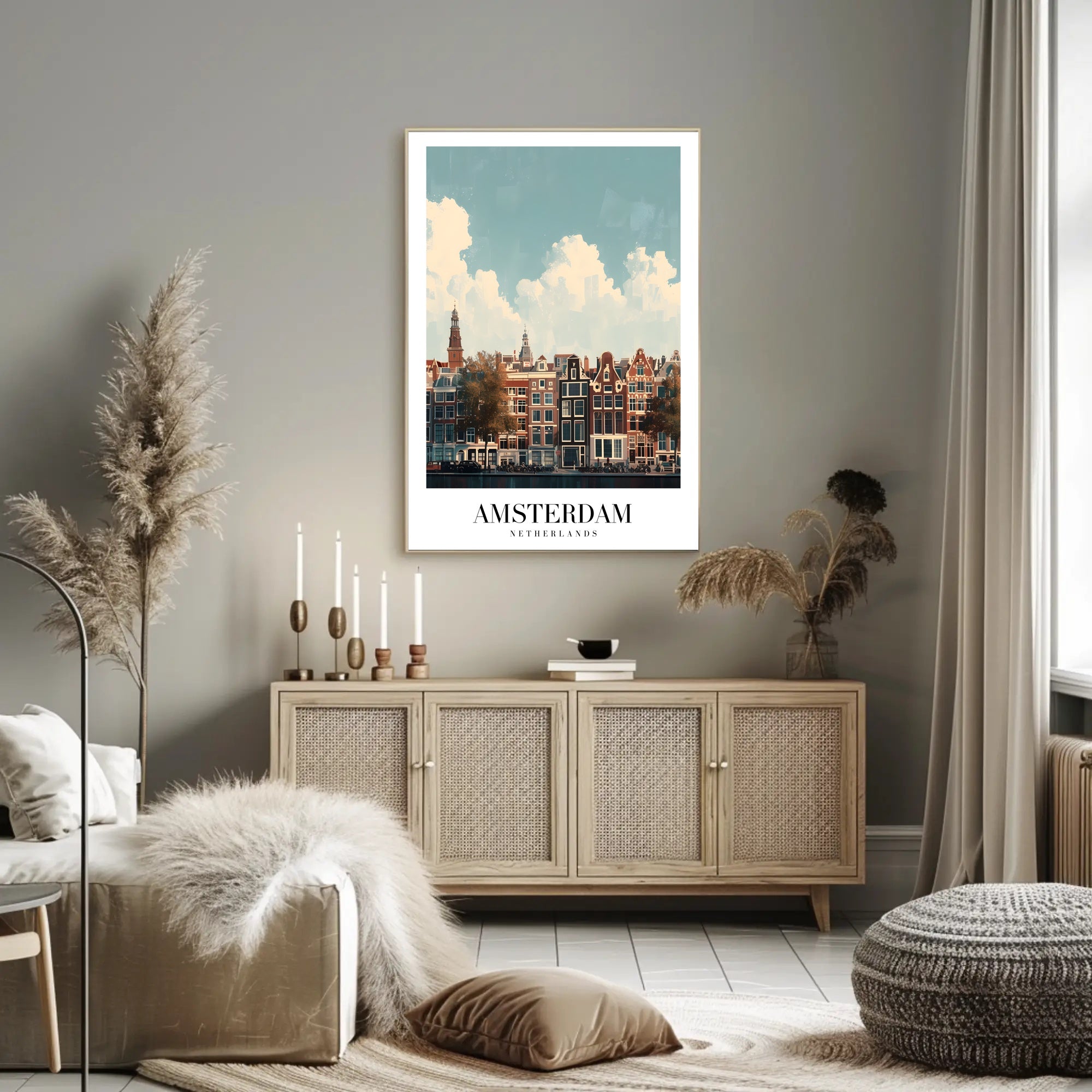 Amsterdam's Iconic Canal View Urban or Cityscape Poster PosterGoat