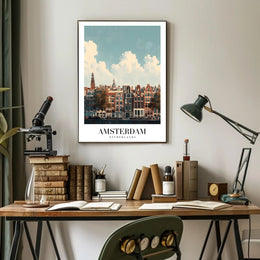 Amsterdam's Iconic Canal View Urban or Cityscape Poster PosterGoat