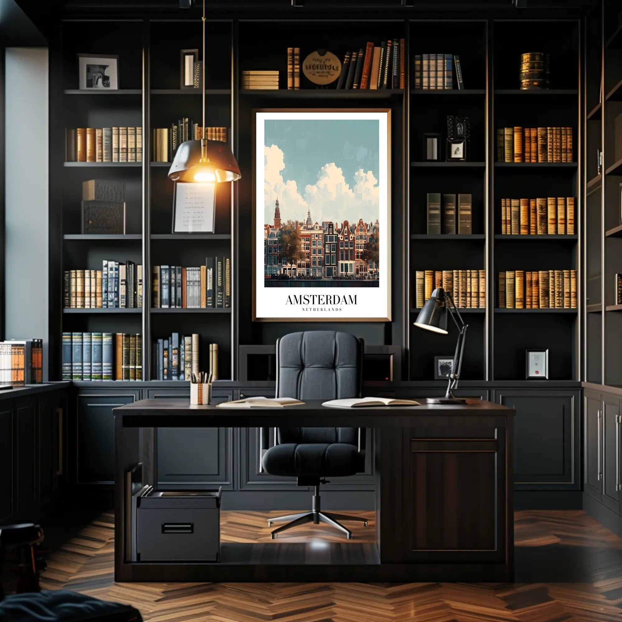 Amsterdam's Iconic Canal View Urban or Cityscape Poster PosterGoat