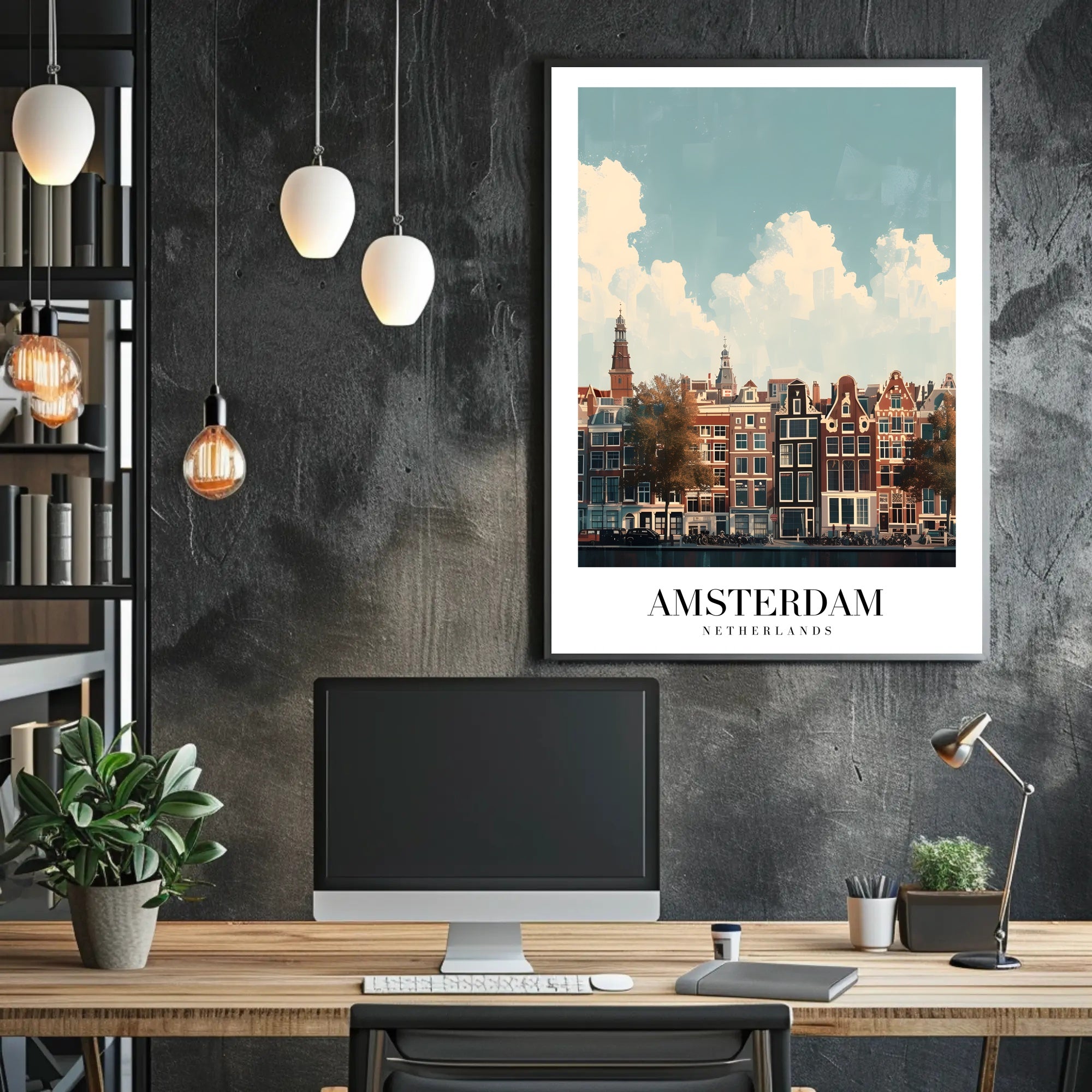 Amsterdam's Iconic Canal View Urban or Cityscape Poster PosterGoat