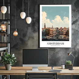 Amsterdam's Iconic Canal View Urban or Cityscape Poster PosterGoat