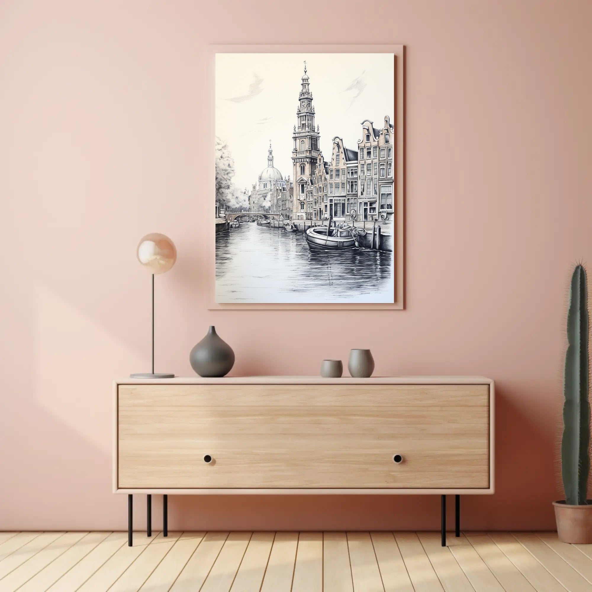 Amsterdam's Iconic Canals Monochrome Artistic Travel Poster PosterGoat